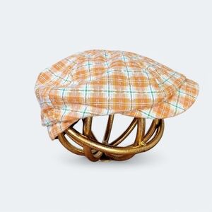 Little Wishes Orange Plaid Kids Newsboy Cap Size 6 - 18 Months Coffon Easter
